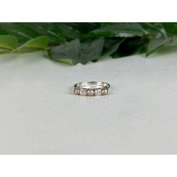 Sky Jewelry Серебряное кольцо с Жемчугом и Фианитами