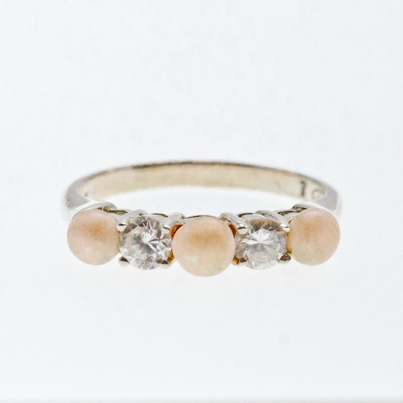 Sky Jewelry Серебряное кольцо с Жемчугом и Фианитами