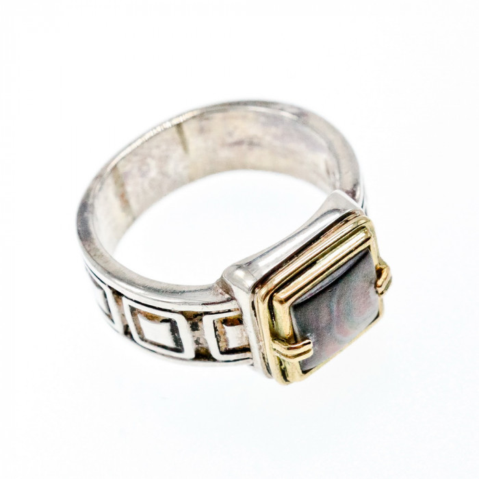 Sky Jewelry Мужское Серебряное Кольцо с камнем Галиотис