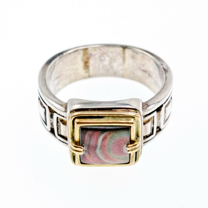 Sky Jewelry Мужское Серебряное Кольцо с камнем Галиотис