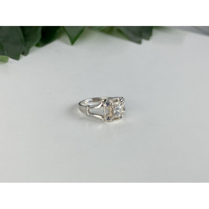 Sky Jewelry Серебряное кольцо с белой Шпинелью и Аквамаринами