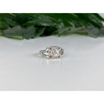 Sky Jewelry Серебряное кольцо с белой Шпинелью и Аквамаринами