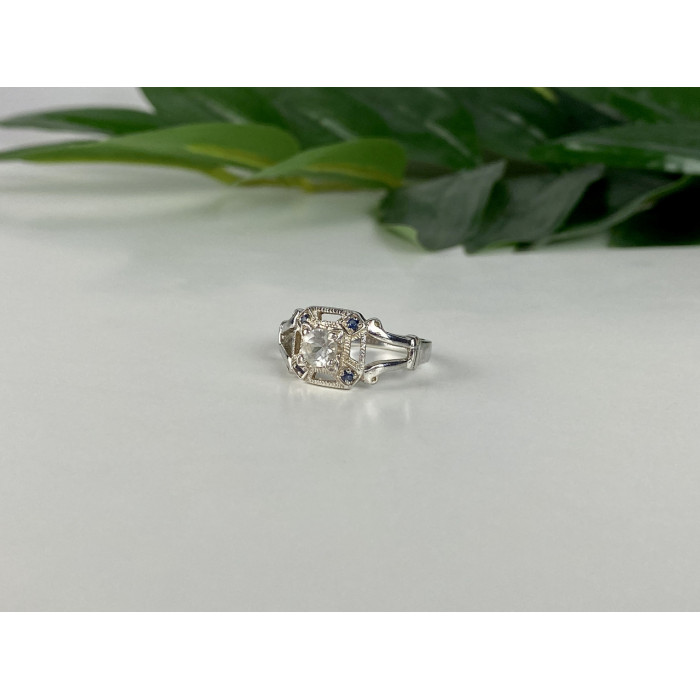 Sky Jewelry Серебряное кольцо с белой Шпинелью и Аквамаринами