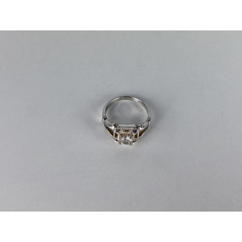 Sky Jewelry Серебряное кольцо с белой Шпинелью и Аквамаринами