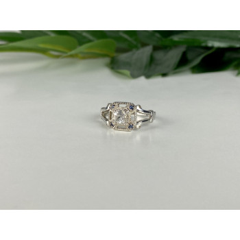 Sky Jewelry Серебряное кольцо с белой Шпинелью и Аквамаринами