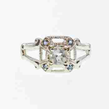 Sky Jewelry Серебряное кольцо с белой Шпинелью и Аквамаринами