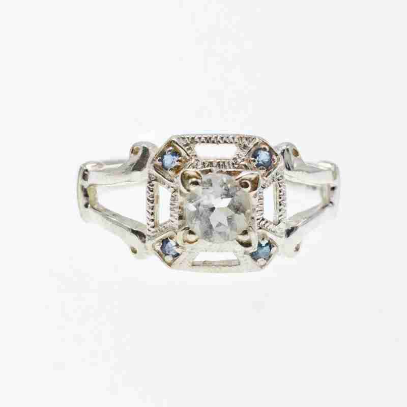 Sky Jewelry Серебряное кольцо с белой Шпинелью и Аквамаринами