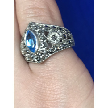 Sky Jewelry Серебро 925 пробы кольцо с камнем Голубая шпинель и черный нефрит