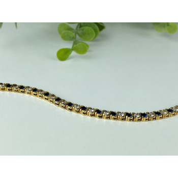 Sky Jewelry Серебряный Браслет в позолоте с сними и белыми Фианитами