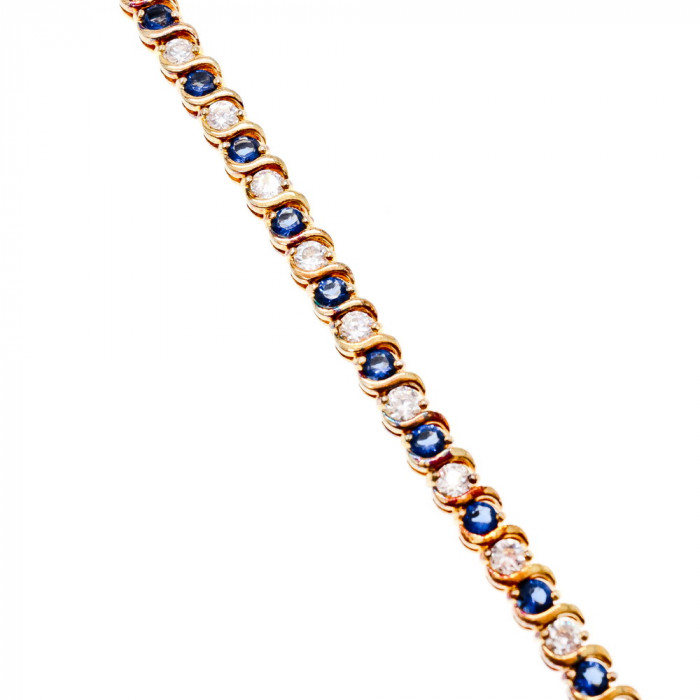 Sky Jewelry Серебряный Браслет в позолоте с сними и белыми Фианитами