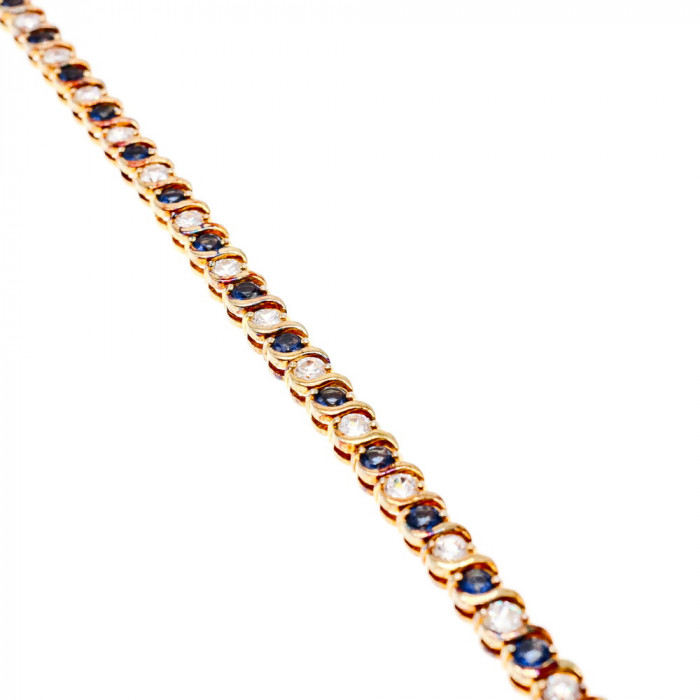 Sky Jewelry Серебряный Браслет в позолоте с сними и белыми Фианитами