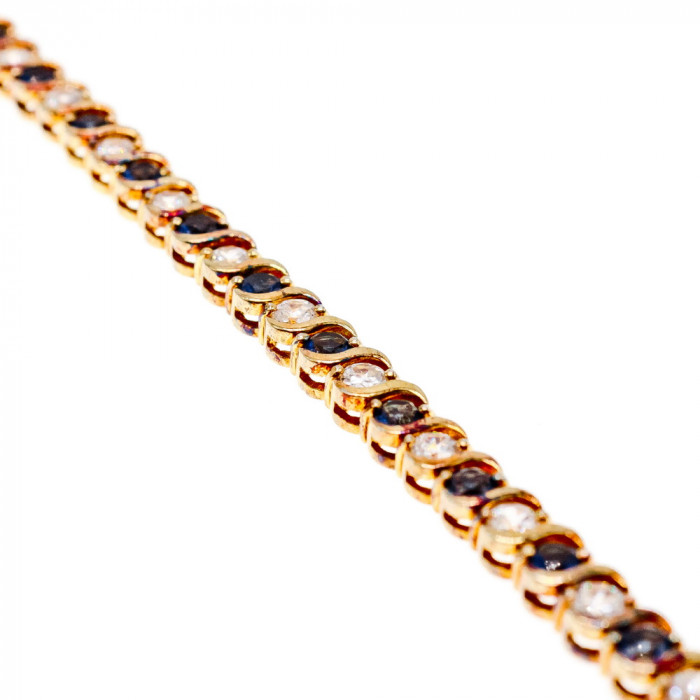 Sky Jewelry Серебряный Браслет в позолоте с сними и белыми Фианитами