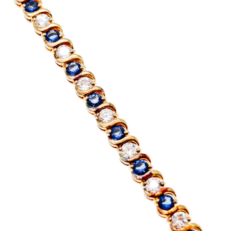 Sky Jewelry Серебряный Браслет в позолоте с сними и белыми Фианитами