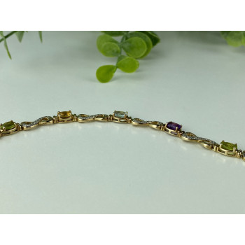 Sky Jewelry Серебряный браслет в позолоте с натуральными камнями