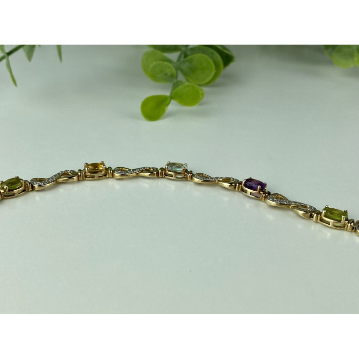 Sky Jewelry Серебряный браслет в позолоте с натуральными камнями