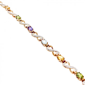 Sky Jewelry Серебряный браслет в позолоте с натуральными камнями