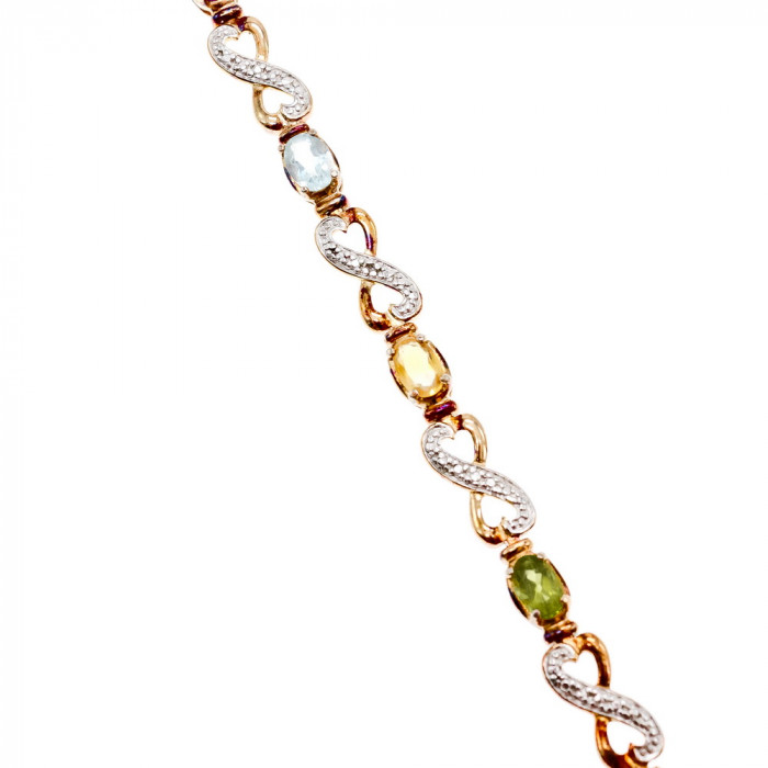 Sky Jewelry Серебряный браслет в позолоте с натуральными камнями