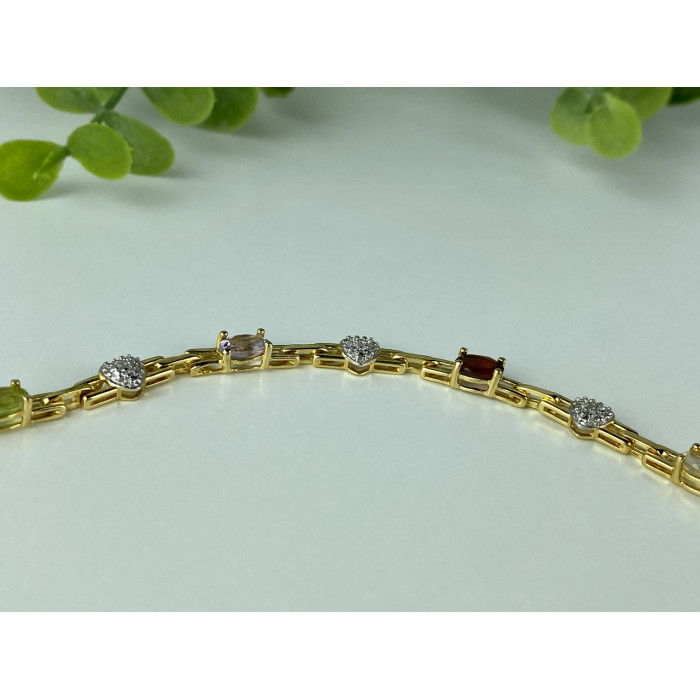 Sky Jewelry Серебряный браслет в позолоте с натуральными камнями   Сердце Ангела