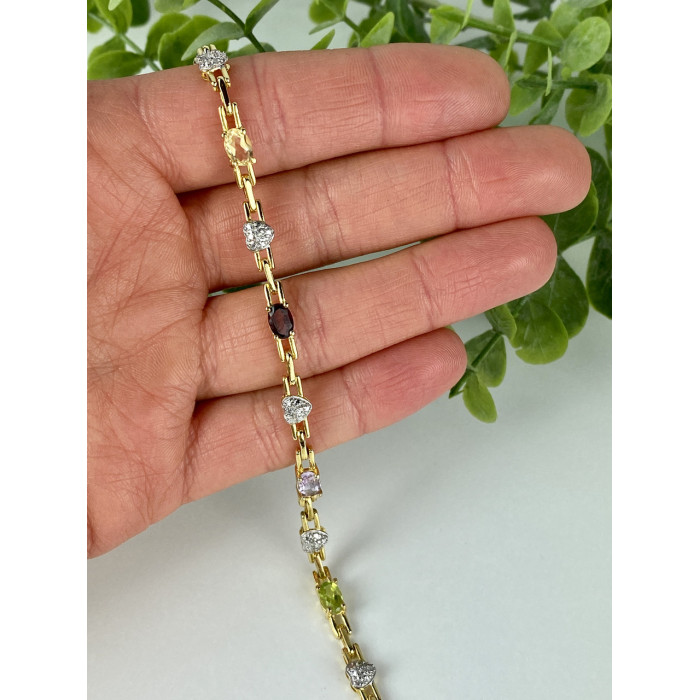 Sky Jewelry Серебряный браслет в позолоте с натуральными камнями   Сердце Ангела