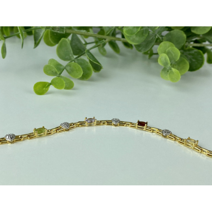 Sky Jewelry Серебряный браслет в позолоте с натуральными камнями   Сердце Ангела