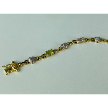 Sky Jewelry Серебряный браслет в позолоте с натуральными камнями   Сердце Ангела