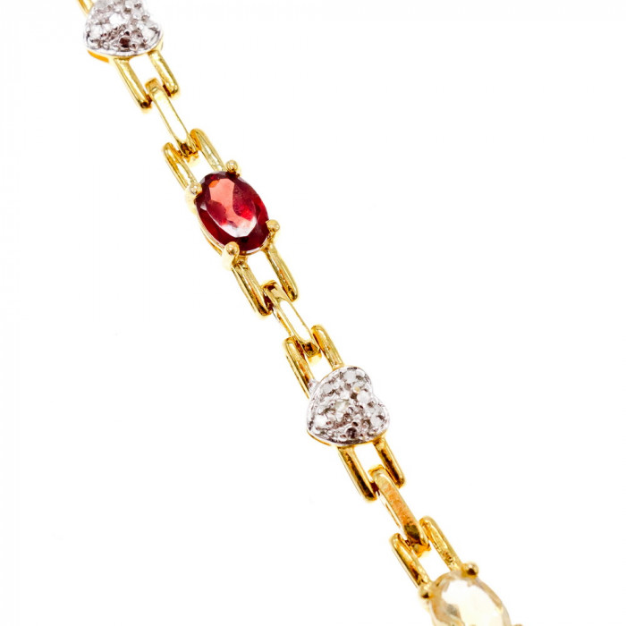 Sky Jewelry Серебряный браслет в позолоте с натуральными камнями   Сердце Ангела