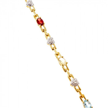 Sky Jewelry Серебряный браслет в позолоте с натуральными камнями   Сердце Ангела