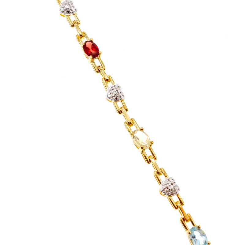 Sky Jewelry Серебряный браслет в позолоте с натуральными камнями   Сердце Ангела