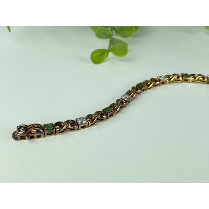 Sky Jewelry Серебряный Браслет в позолоте с изумрудом
