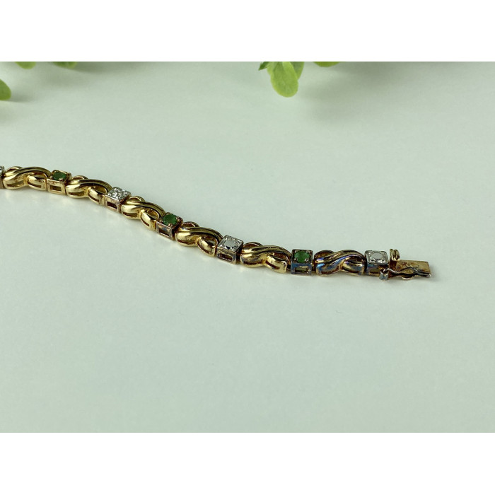 Sky Jewelry Серебряный Браслет в позолоте с изумрудом