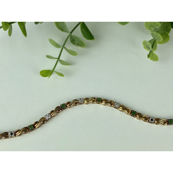 Sky Jewelry Серебряный Браслет в позолоте с изумрудом