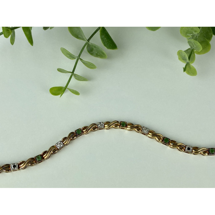 Sky Jewelry Серебряный Браслет в позолоте с изумрудом