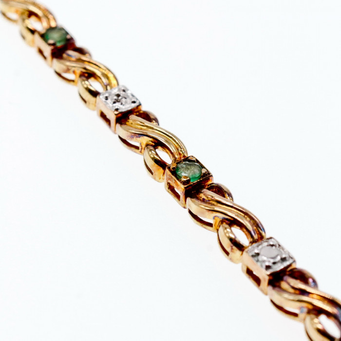 Sky Jewelry Серебряный Браслет в позолоте с изумрудом