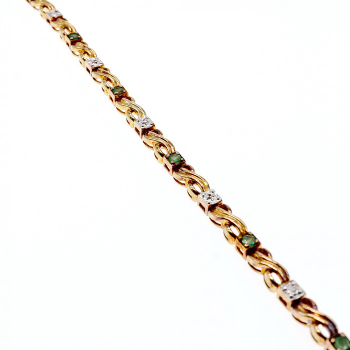 Sky Jewelry Серебряный Браслет в позолоте с изумрудом