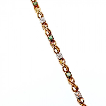 Sky Jewelry Серебряный Браслет в позолоте с изумрудом