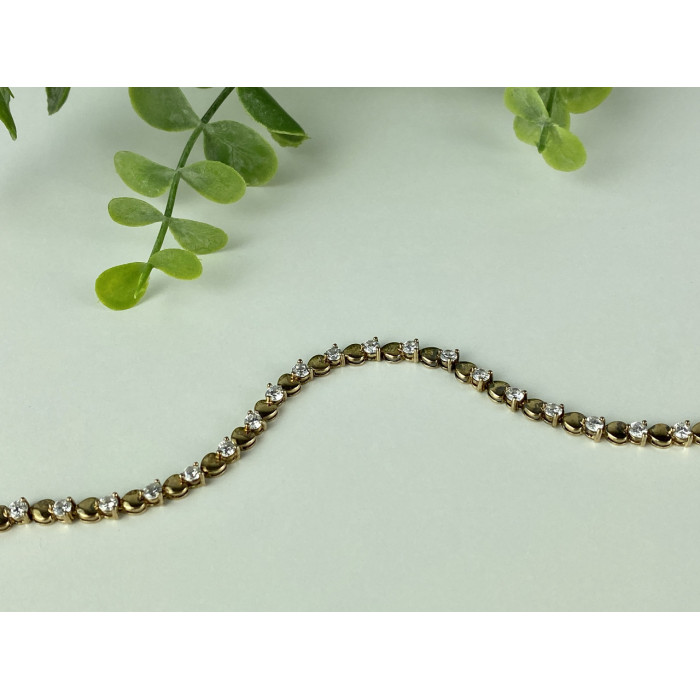 Sky Jewelry Серебряный Браслет в позолоте 925 пробы с Фианитами  Сердце