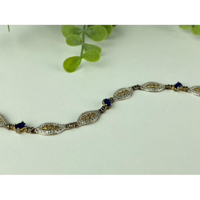 Sky Jewelry Серебряный браслет в позолоте 925 пробы с Сапфирами