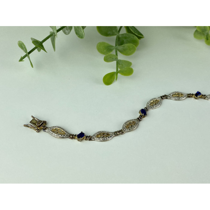 Sky Jewelry Серебряный браслет в позолоте 925 пробы с Сапфирами