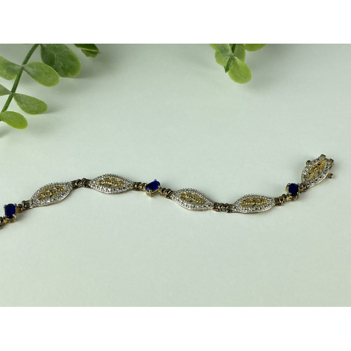 Sky Jewelry Серебряный браслет в позолоте 925 пробы с Сапфирами