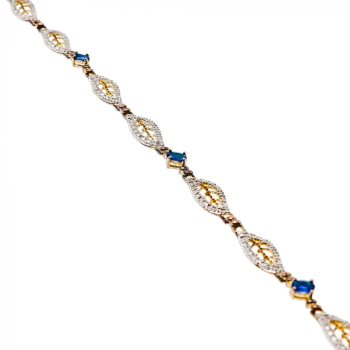 Sky Jewelry Серебряный браслет в позолоте 925 пробы с Сапфирами