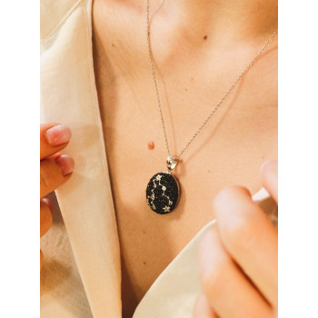 Sky Jewelry Серебряная цепочка с кулоном камень белая и черная  шпинель     Желание