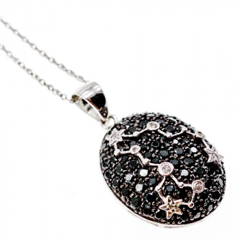 Sky Jewelry Серебряная цепочка с кулоном камень белая и черная  шпинель     Желание