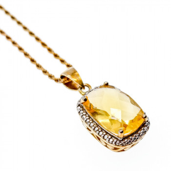 Sky Jewelry Серебряная цепочка с кулоном в позолоте с Цитрином Italy