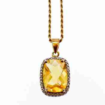 Sky Jewelry Серебряная цепочка с кулоном в позолоте с Цитрином Italy