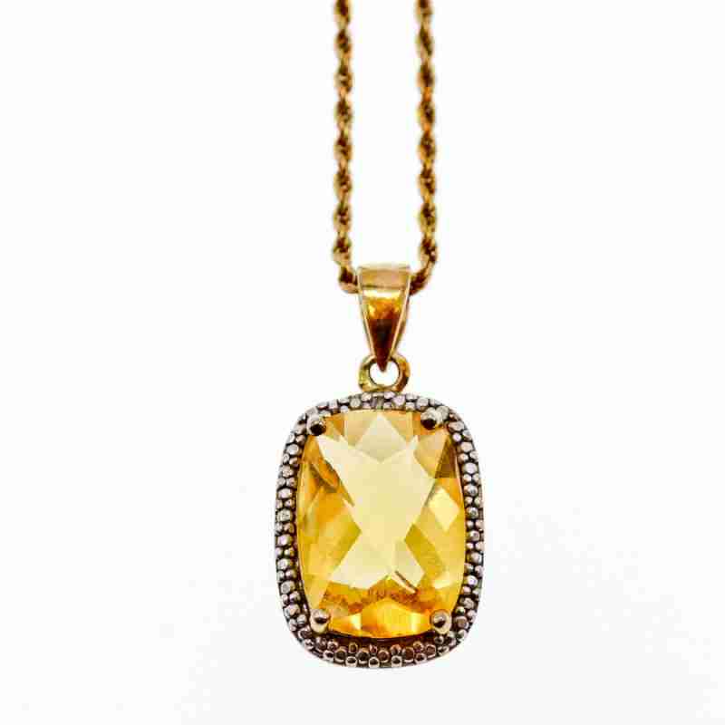 Sky Jewelry Серебряная цепочка с кулоном в позолоте с Цитрином Italy
