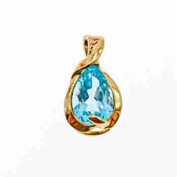 Sky Jewelry Серебряный Кулон в позолоте 925 проба с камнем голубая Шпинель