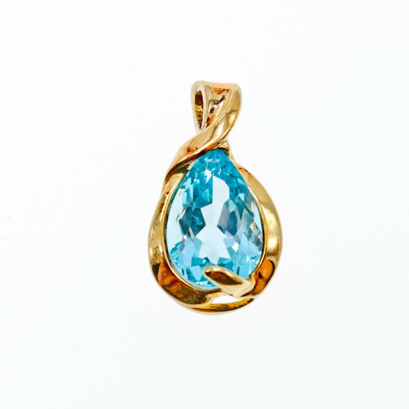 Sky Jewelry Серебряный Кулон в позолоте 925 проба с камнем голубая Шпинель