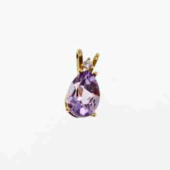 Sky Jewelry Золотой кулон с аметистом и бриллиантом  Нежность