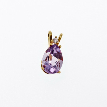 Sky Jewelry Золотой кулон с аметистом и бриллиантом  Нежность