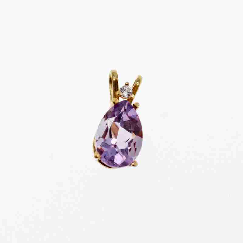 Sky Jewelry Золотой кулон с аметистом и бриллиантом  Нежность